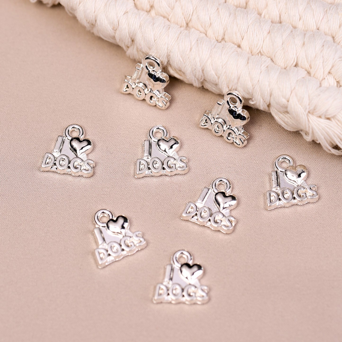 I Love Dogs Metal Charms (8pcs) (MLB-036)