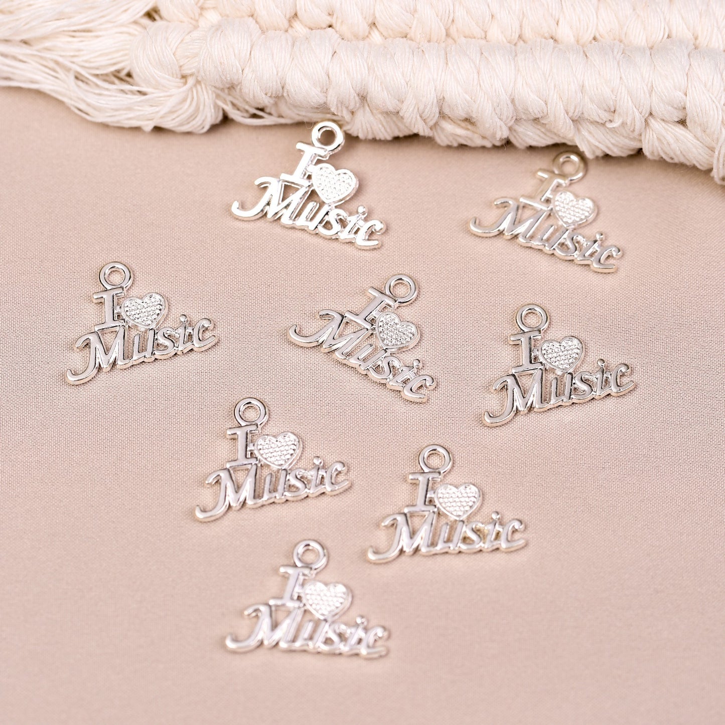I Love Music Metal Charms (8pcs) (MLB-021)