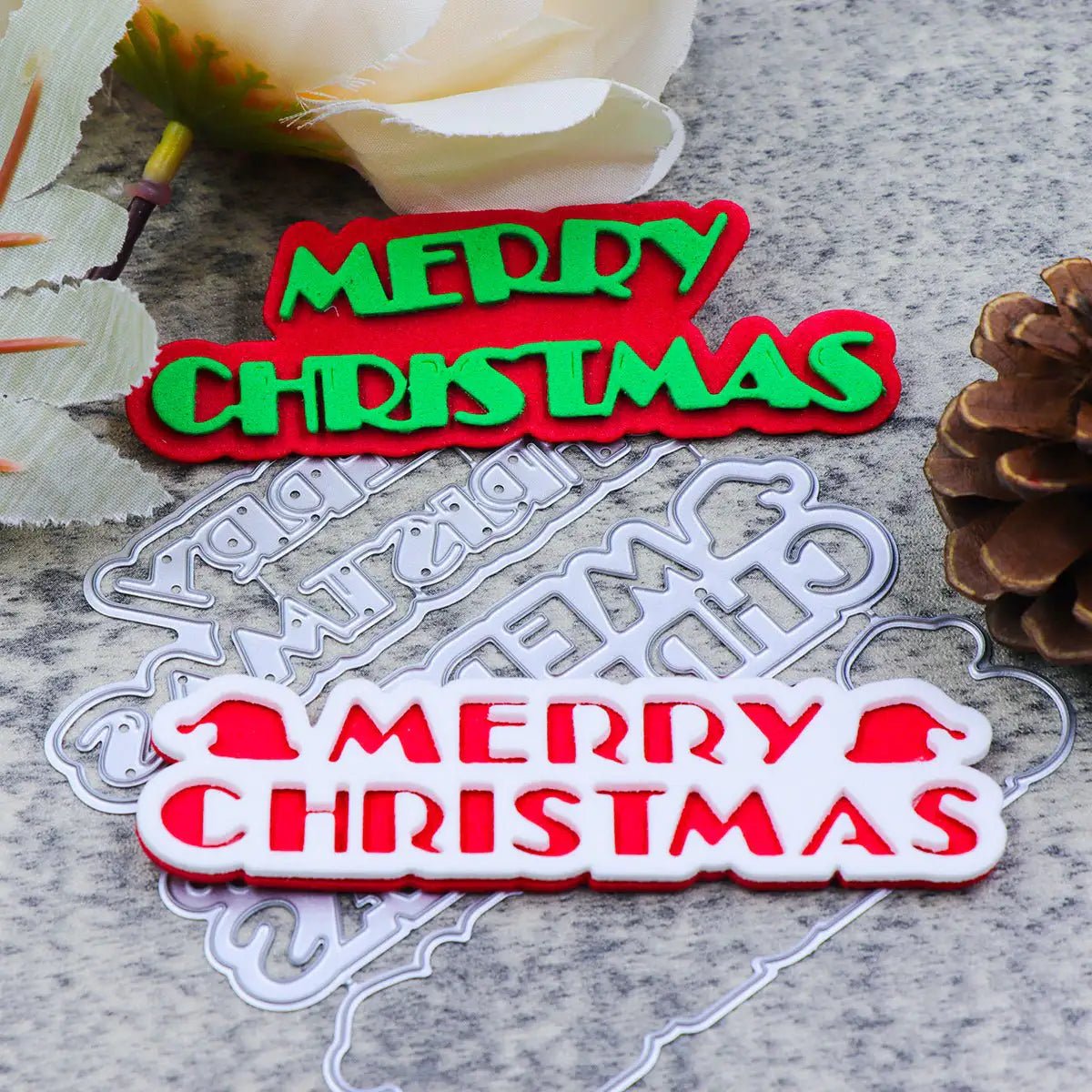 Printable Heaven Large Cutting Die - Merry Christmas (3pcs) (W084) - Printable Heaven
