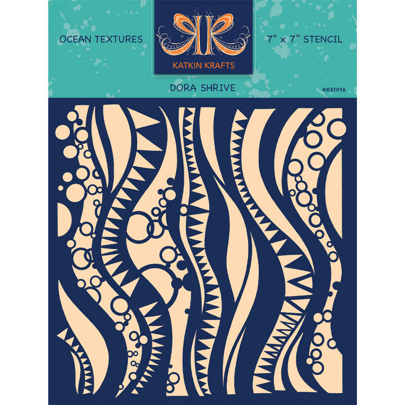 Katkin Krafts Ocean Textures 7 in x 7 in Stencil (KKST016)