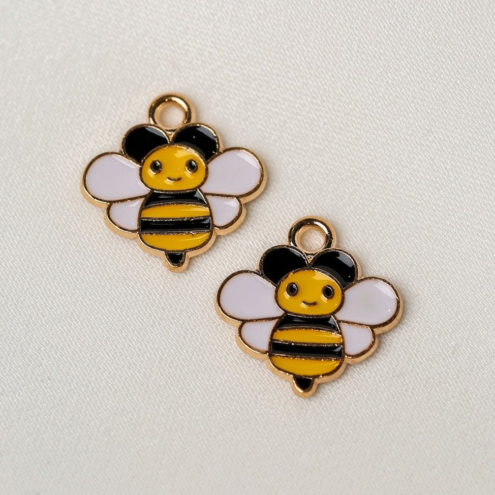 Smiling Bee Metal Charms (2pcs) (MLB-085) - Printable Heaven