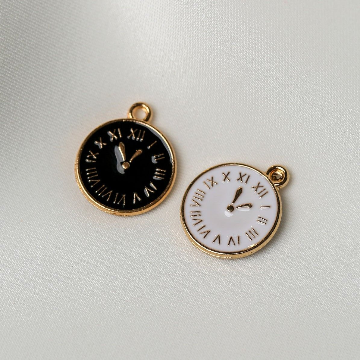 Roman Numeral Clock Metal Charms (2pcs) (MLB-092) - Printable Heaven