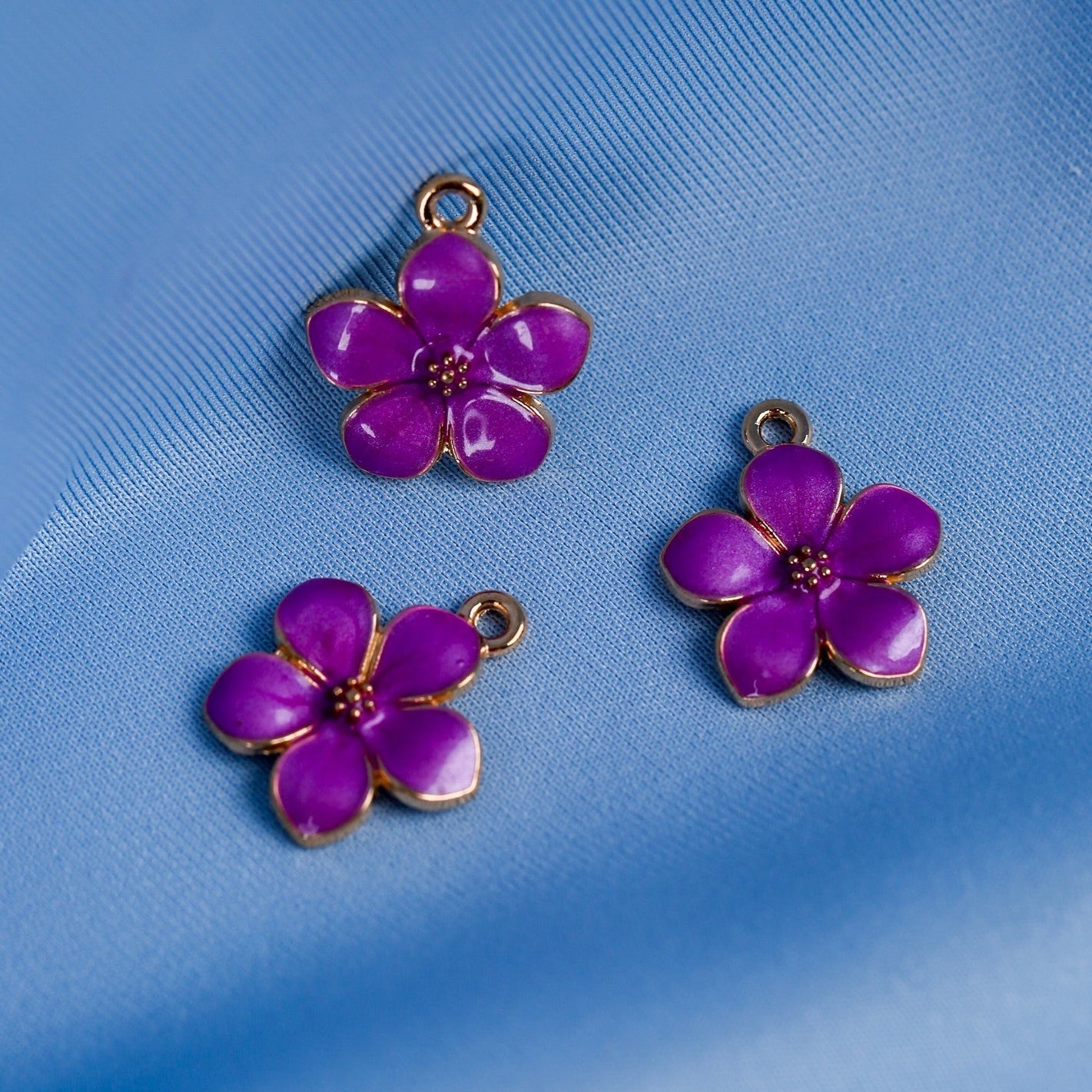 Flower Metal Charms (3pcs) (MLB-044)