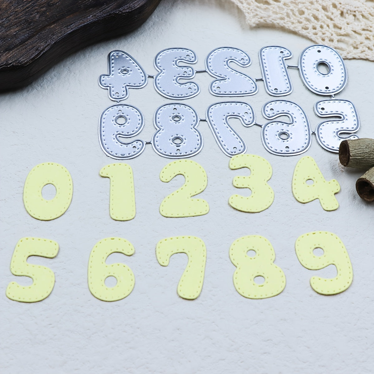 Printable Heaven Cutting Die Set of Numbers Stitched Edge (10Pcs) (N006)