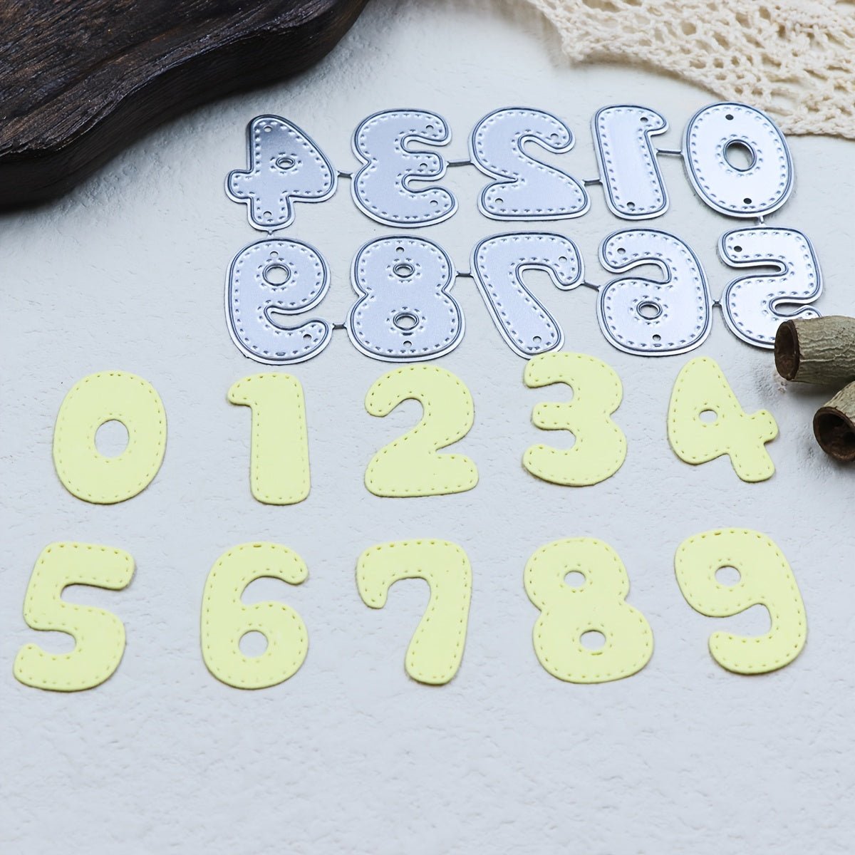 Printable Heaven Cutting Die Set of Numbers Stitched Edge (10Pcs) (N006) - Printable Heaven