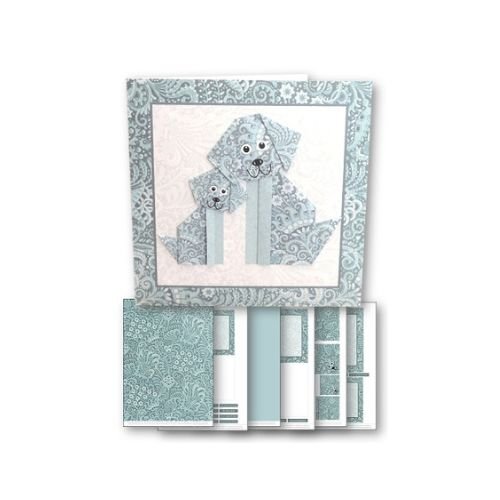 Download - Card Kit - Origami Dog Teal - Printable Heaven