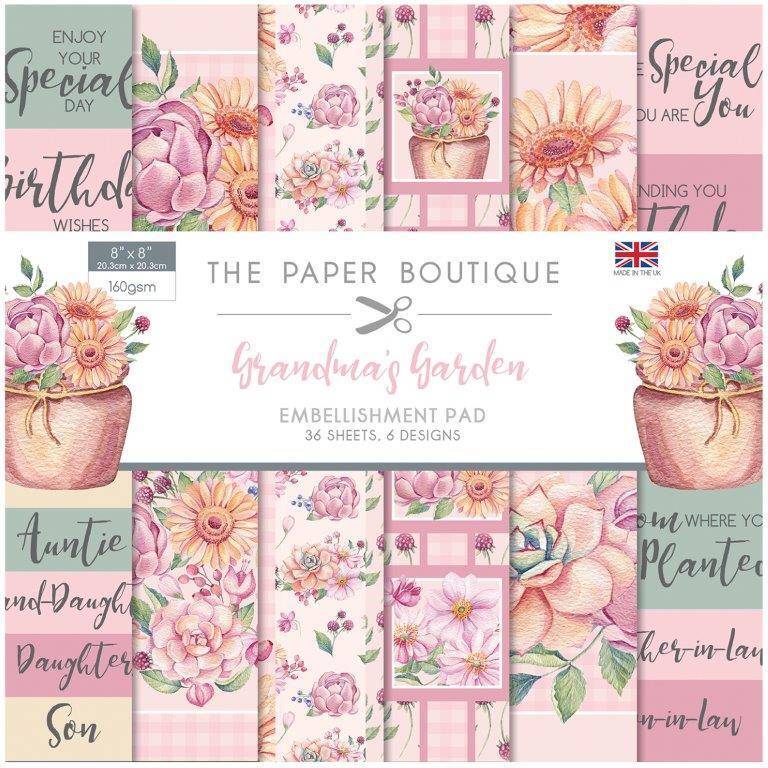 The Paper Boutique Grandma's Garden 8 in x 8 in Embellishments Pad (PB1299)