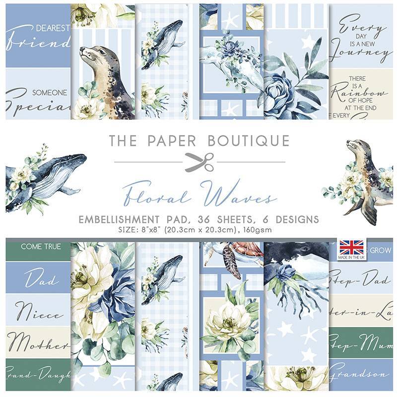 The Paper Boutique Floral Waves 8 in x 8 in Embellishments Pad (PB1555)