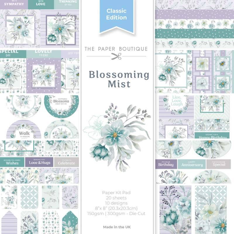 The Paper Boutique Blossoming Mist 8 in x 8 in Paper Kit Pad (PB2056) - Printable Heaven
