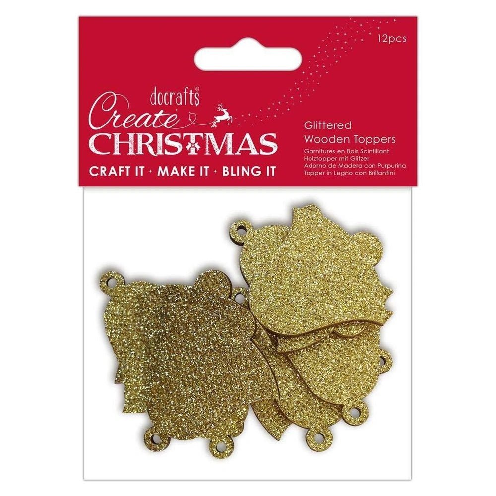 Glittered Wooden Toppers (12pcs) - Create Christmas - Bells (PMA 359909) - Printable Heaven