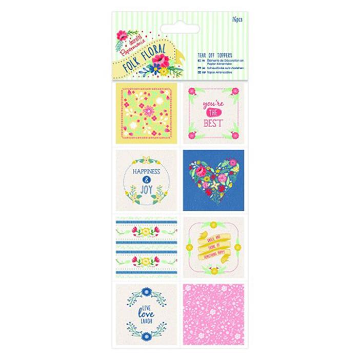 Papermania Tear Off Toppers (16pcs) - Folk Floral (PMA 157946 )
