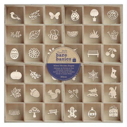 Bare Basics Mixed Wooden Shapes (180pcs) - Seasons - Bare Basics (PMA 174565) - Printable Heaven
