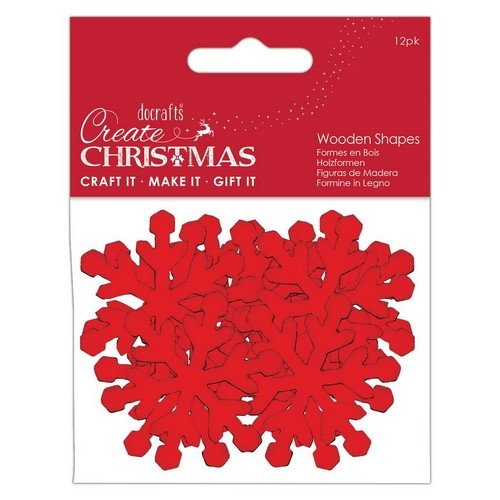 Create Christmas Wooden Shapes (12pcs) - Snowflakes Red (PMA 174575) - Printable Heaven
