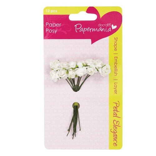 Papermania Petal Posy (12pcs) - White Rose (PMA 368304 ) - Printable Heaven