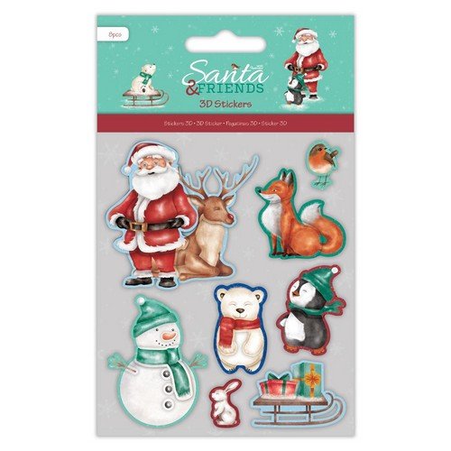 3D Stickers (6pcs) - Santa and Friends (PMA 801905) - Printable Heaven