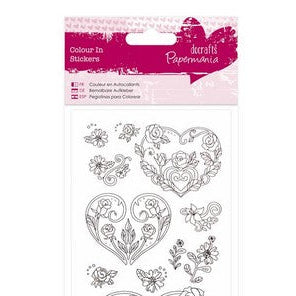 Papermania Colour In Glitter Stickers - Rose Heart (PMA 804202 )