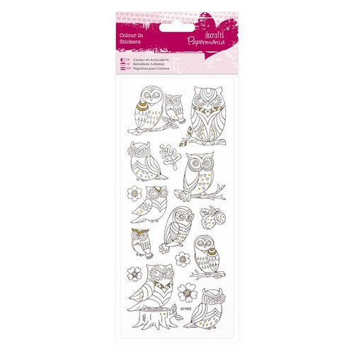 Papermania Colour In Glitter Stickers - Owls (PMA 804207 )