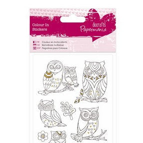 Papermania Colour In Glitter Stickers - Owls (PMA 804207 )