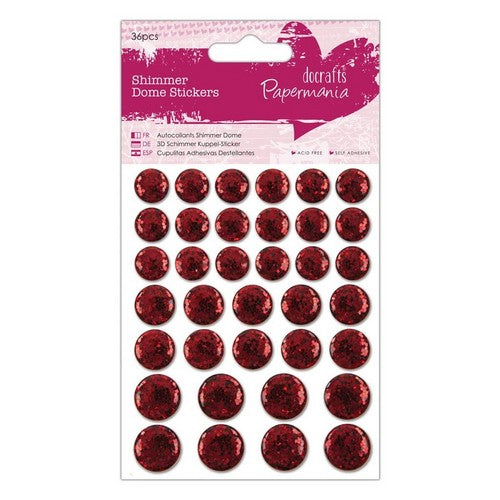 Papermania Shimmer Dome Stickers (36pcs) - Red (PMA 805913 )