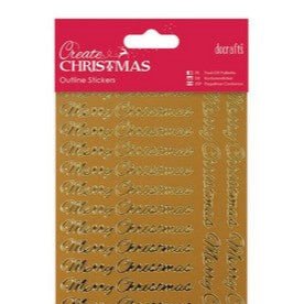 Outline Stickers - Merry Christmas (Repeated) - Gold (PMA 810902) - Printable Heaven