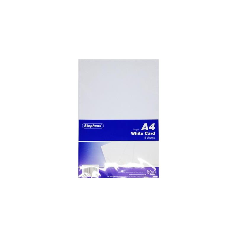 Stephens White Card A4 210gsm 8 Sheets