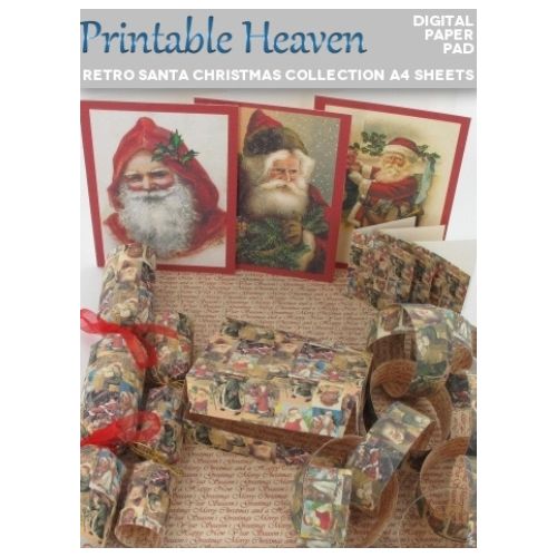 Download - Digital Paper Pad - Retro Santa Christmas Collection - Printable Heaven