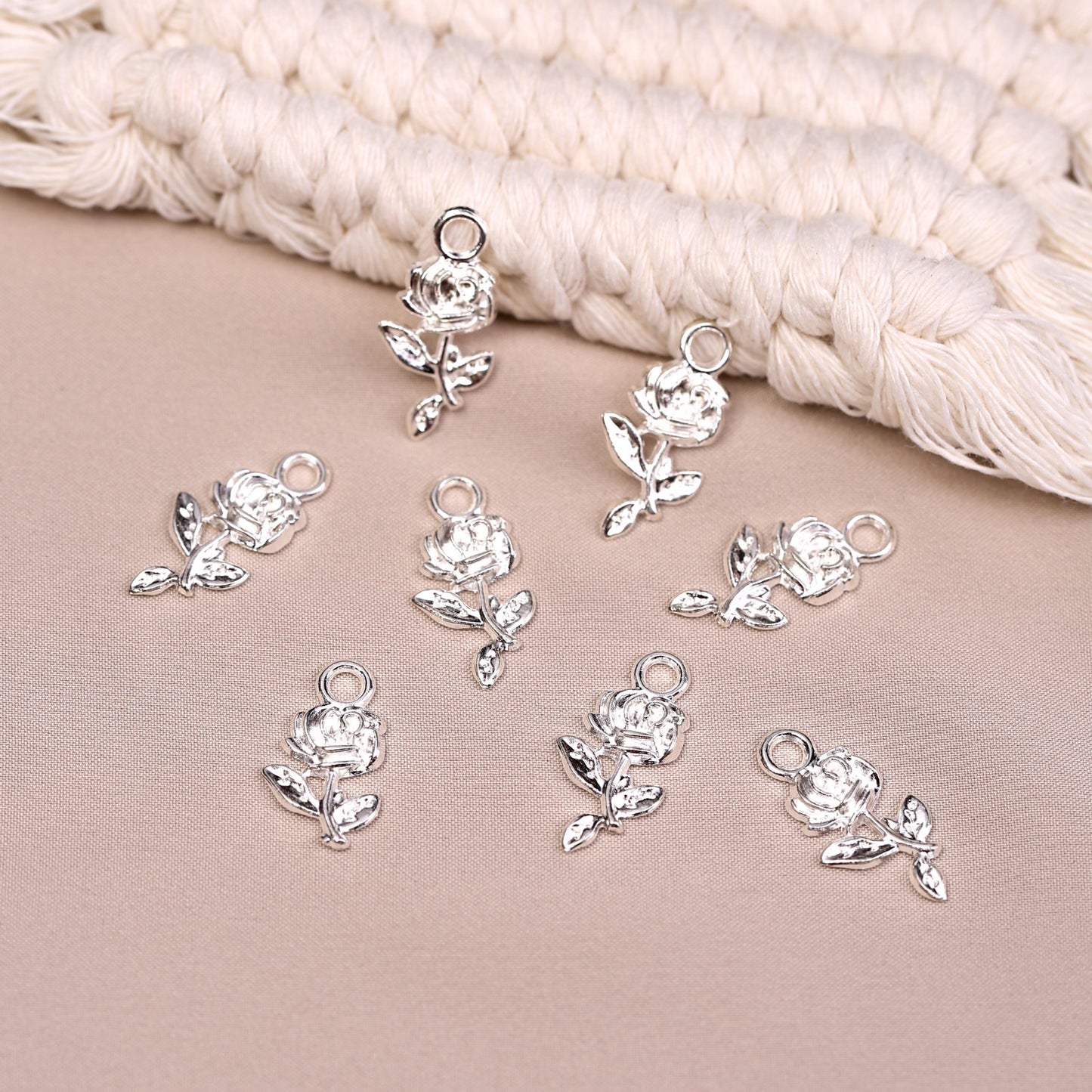 Rose Metal Charms (8pcs) (MLB-019)