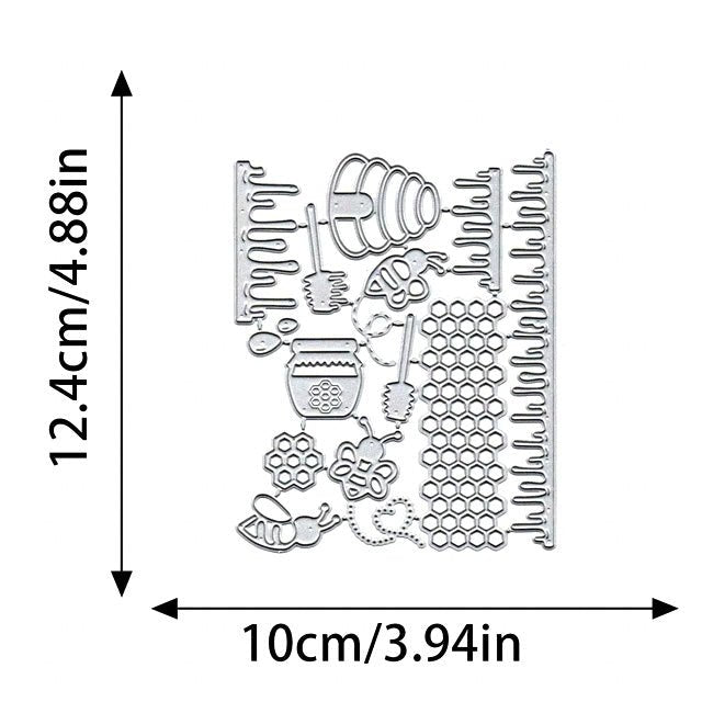 Printable Heaven Large Cutting Die - Bees and Honey (14pcs) (A132) - Printable Heaven