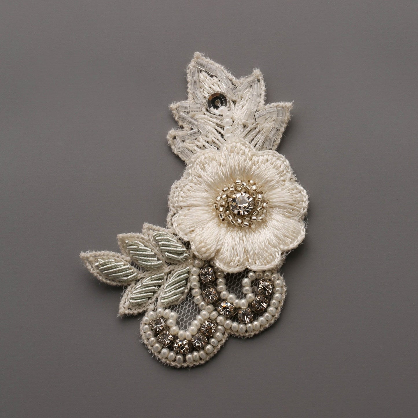 Embroidered and Beaded Flower Motif (1pc) - Printable Heaven