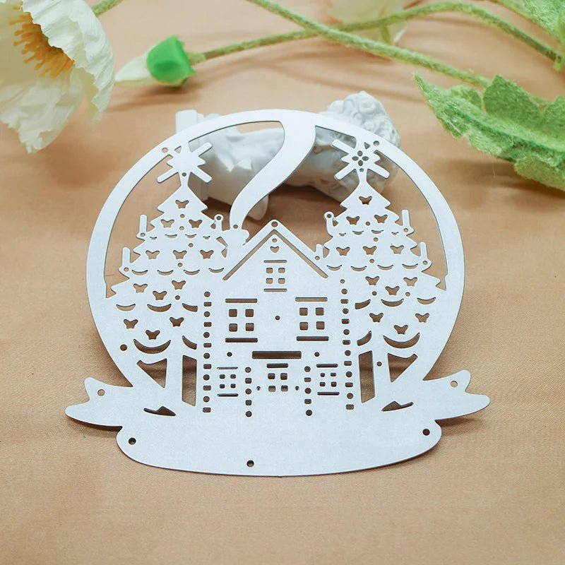 Printable Heaven Large Cutting Die - Merry Christmas House and Tree (1pc) (P060 - 2) - Printable Heaven