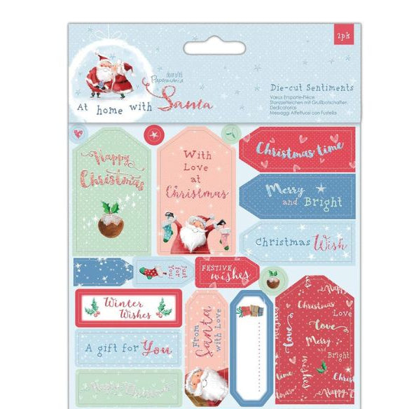 Die-cut Sentiments & Toppers (32pcs) - At Home with Santa (PMA 157980)