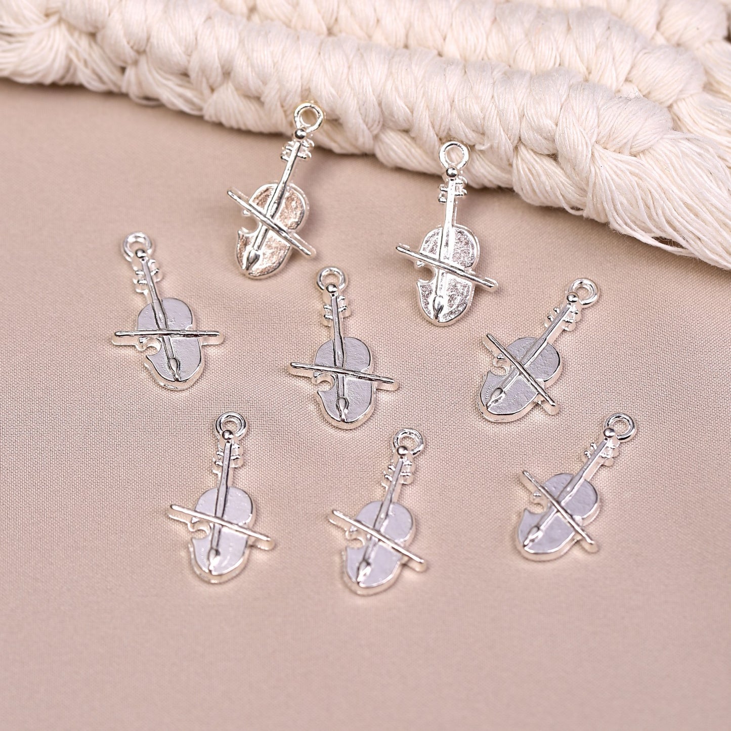 Violin Metal Charms (8pcs) (MLB-020)