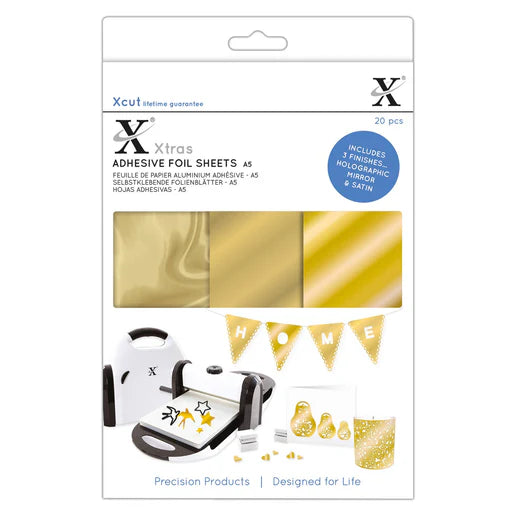 Xcut Xtras' A5 Adhesive Foil Sheets (20pcs) - Gold (XCU 174419)