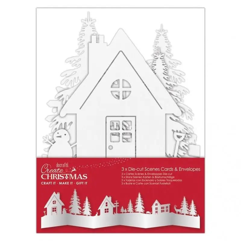 Create Christmas Die-cut Scene Card & Envelope (3pcs) White (PMA 150926) - Printable Heaven