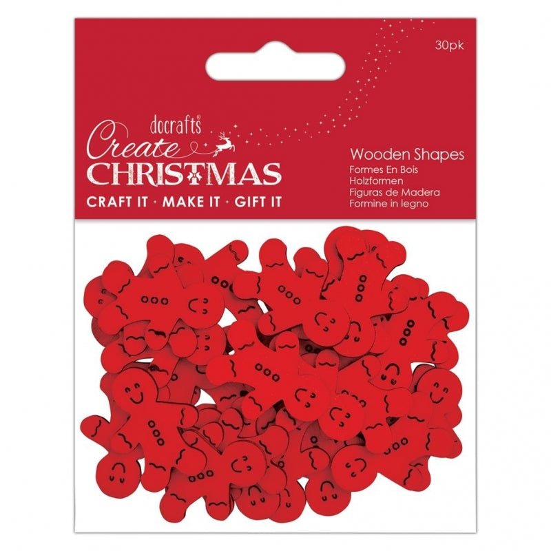 Create Christmas Wooden Shapes (30pcs) - Mini Gingerbread Men Red (PMA 174581) - Printable Heaven