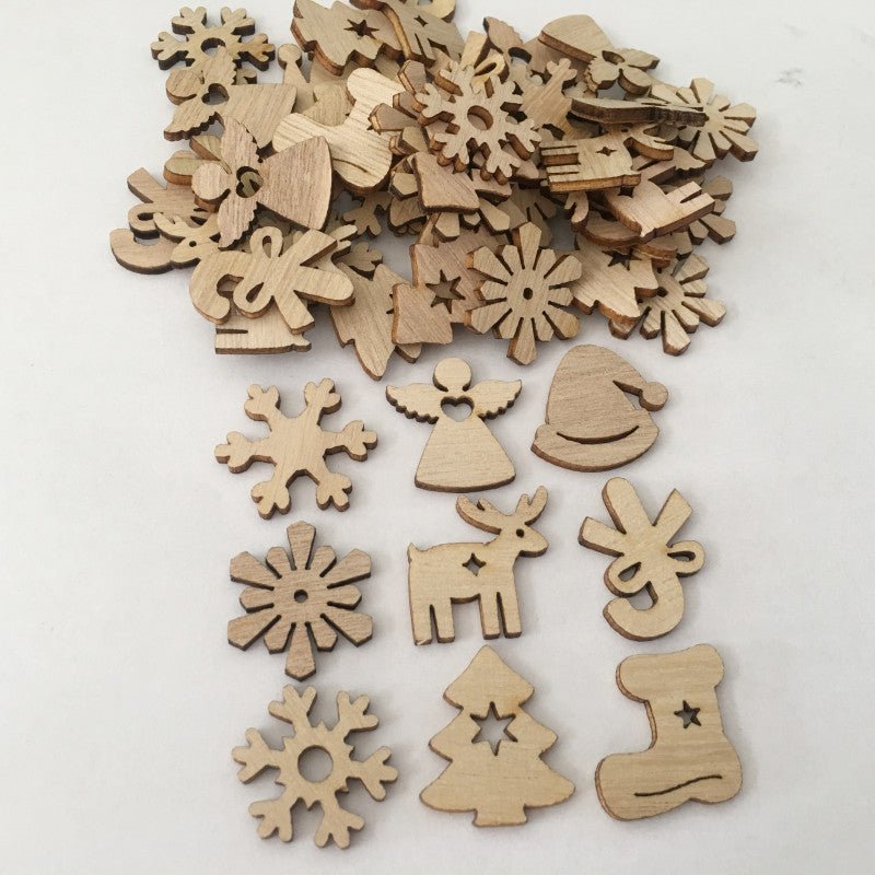 Small Wooden Christmas Shapes (50pcs) (WOCR - PW0002 - 30C) - Printable Heaven