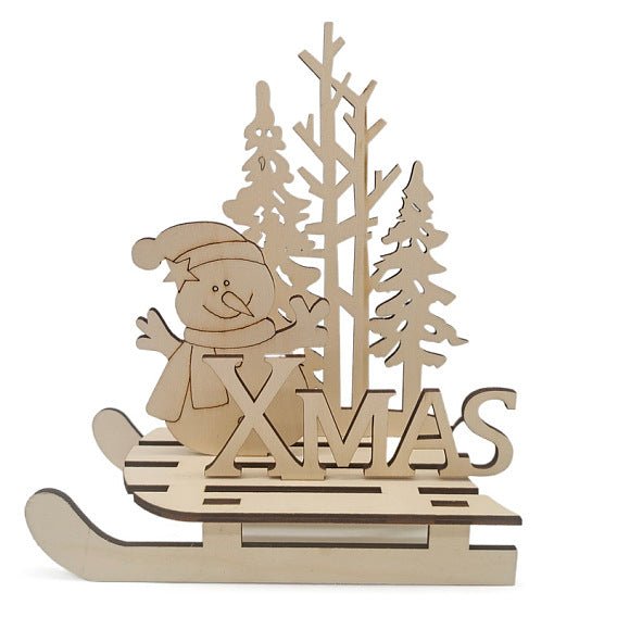 Decorative Wooden Snowman Sleigh (1pc) (WOCR - PW0002 - 33A - 03) - Printable Heaven
