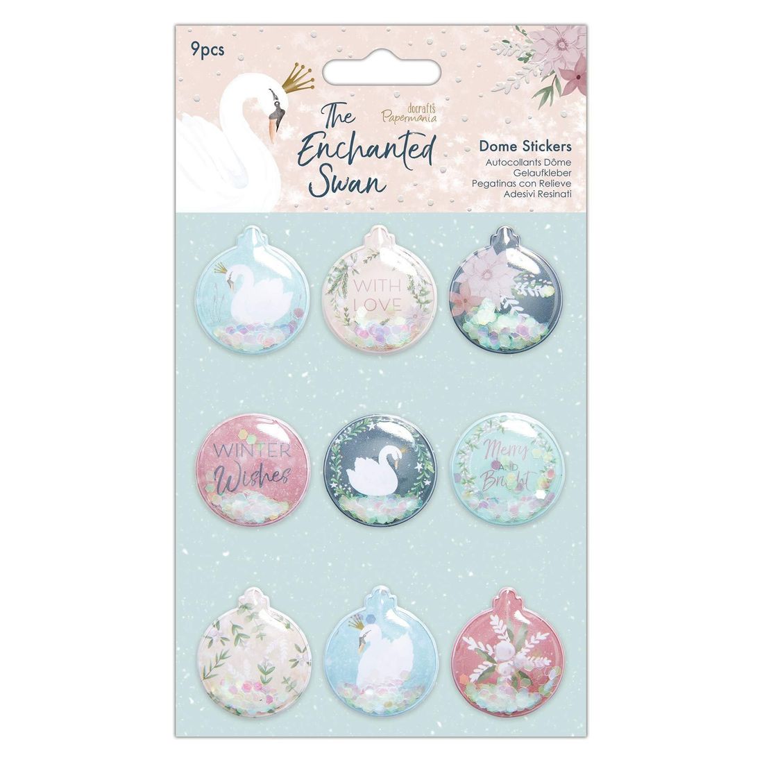 Dome Stickers (9pcs) - Enchanted Swan (PMA 801105) - Printable Heaven