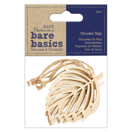 Wooden Leaf Tags 3pcs - Bare Basics (PMA 174335)
