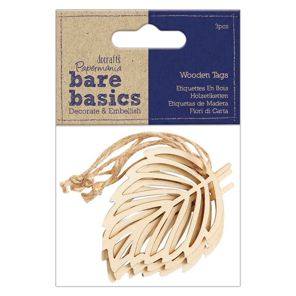 Wooden Leaf Tags 3pcs - Bare Basics (PMA 174335) - Printable Heaven