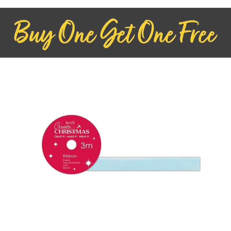 2 FOR 1 OFFER - Create Christmas Velvet Ribbon (3m) - Pale Blue (PMA 367964)