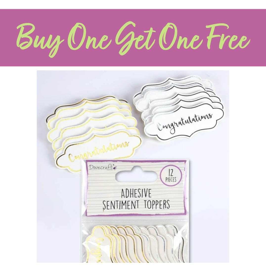 2 FOR 1 OFFER - Dovecraft Essentials Die Cut Toppers - Congratulations (DCBS184)