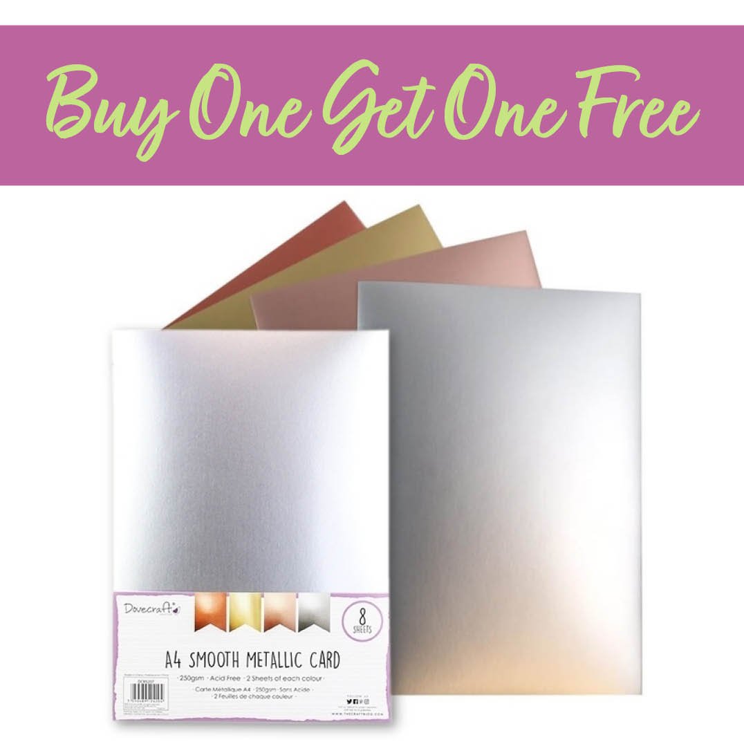 2 FOR 1 OFFER - Dovecraft A4 Smooth Metallic Card; 8 Sheets (DCBS207)