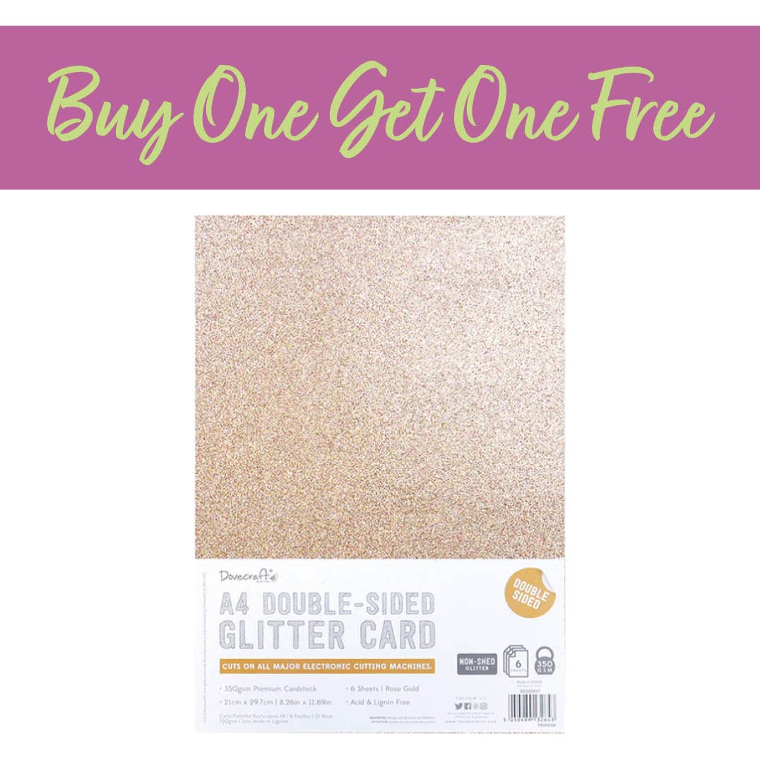 2 FOR 1 Offer - Dovecraft A4 Double Sided Glitter Card - Rose Gold - 350gsm - 6 Sheets (DCGCD037)