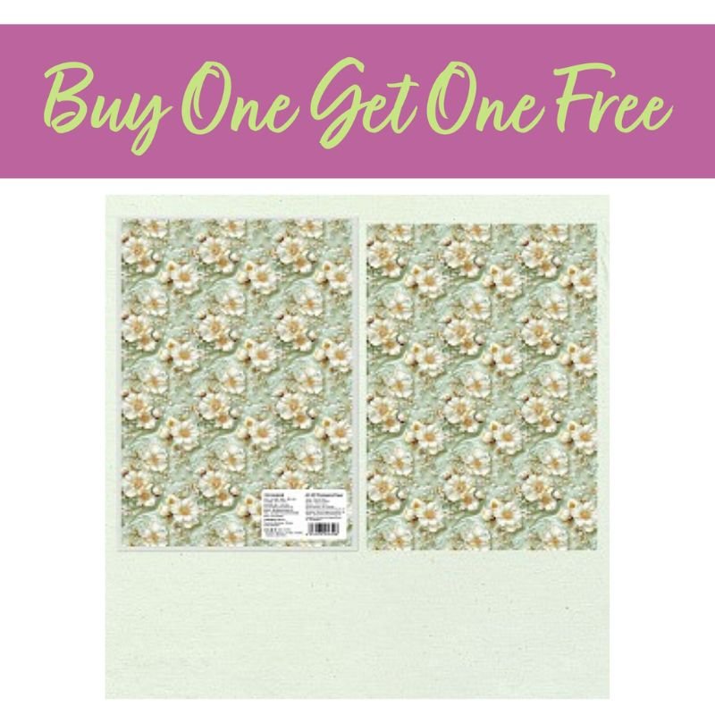 2 FOR 1 OFFER - Green Festive Florals Papers (5 Sheets) (PW-WG0EF52-02)
