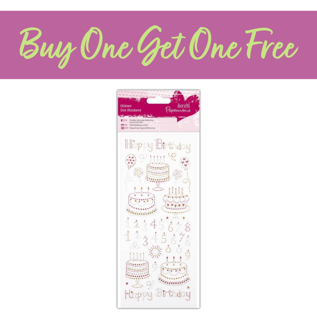 2 FOR 1 OFFER - Glitter Dot Stickers - Happy Birthday (PMA 818206)