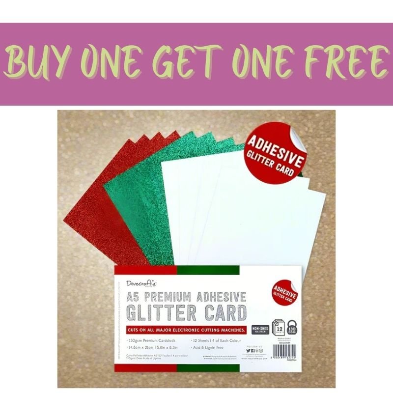 2 FOR 1 OFFER- A5 Adhesive Glitter Sheets Festive (DCGCD047)