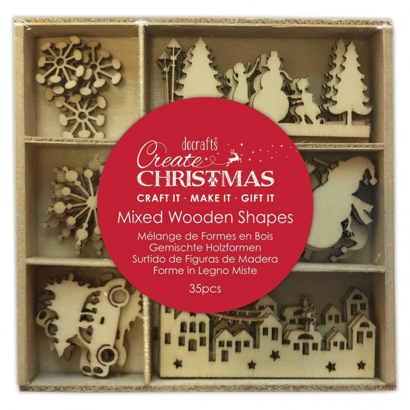 Wooden Shapes - Snowy Town (35pcs)