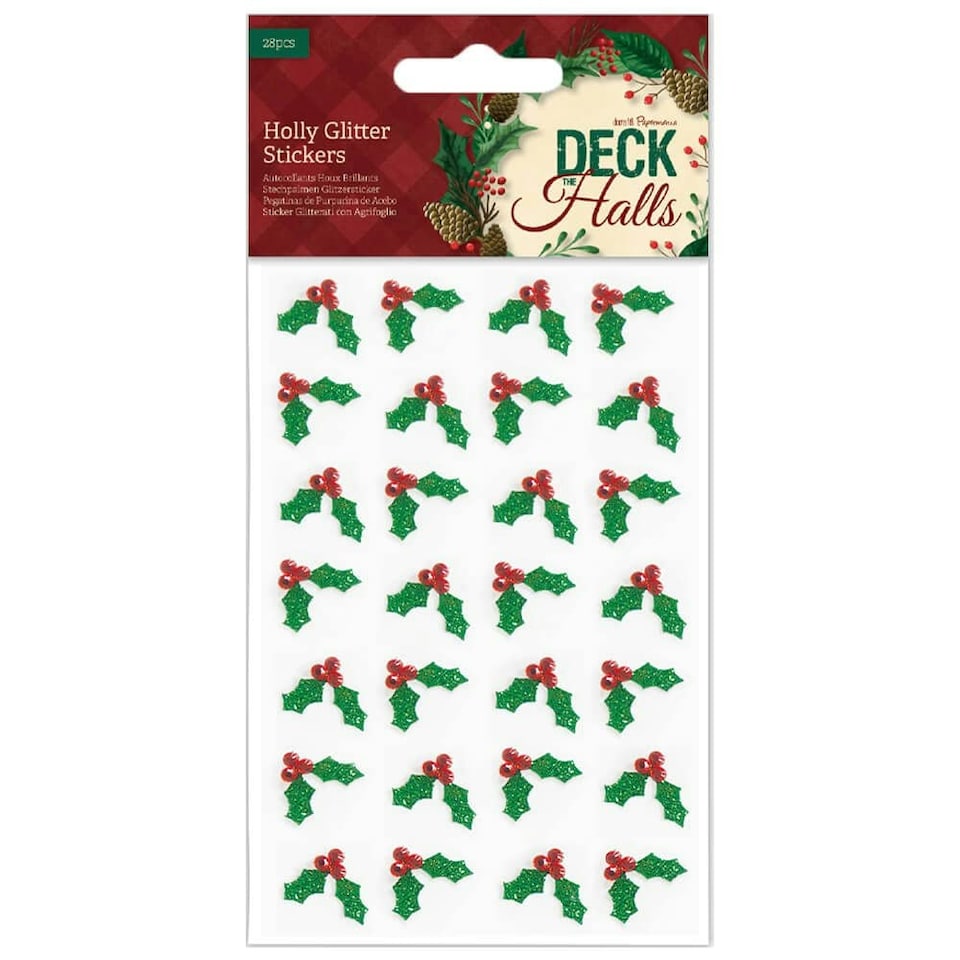 Holly Glitter Stickers 28pcs (PMA 804943)