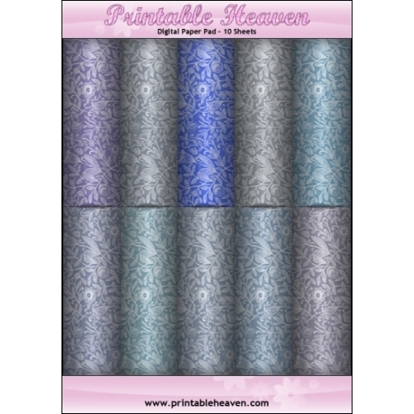 Download - Digital Paper Pad - Floral Shades Blue